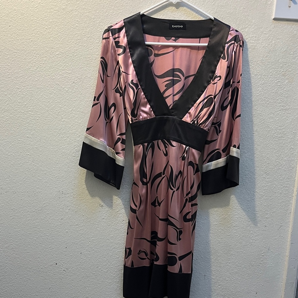 Bebe Satin Pink and black Dress